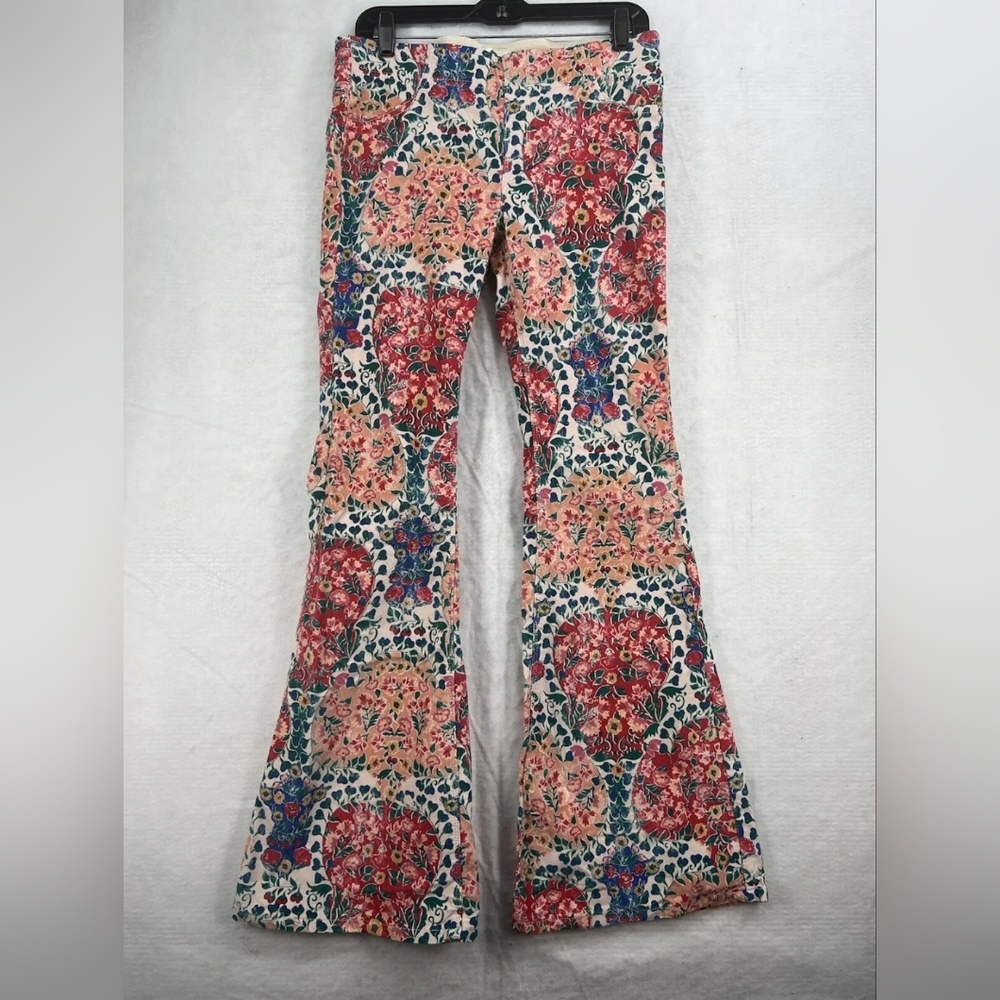 Free People Coral & Blue Floral Bootcut Flare Pants - Picture 5 of 7